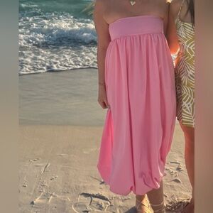 Pink Strapless Maxi bubble Dress